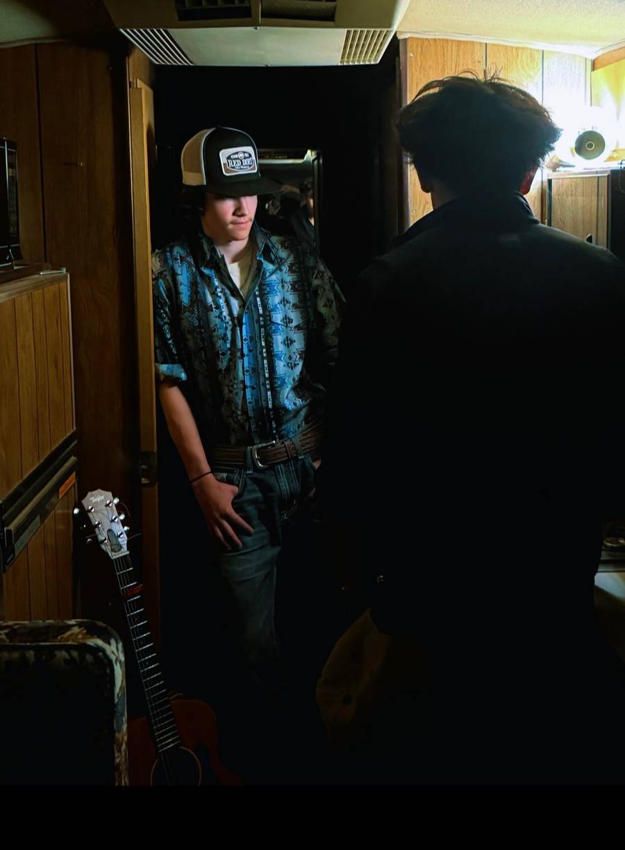 Matteo backstage on the tour bus